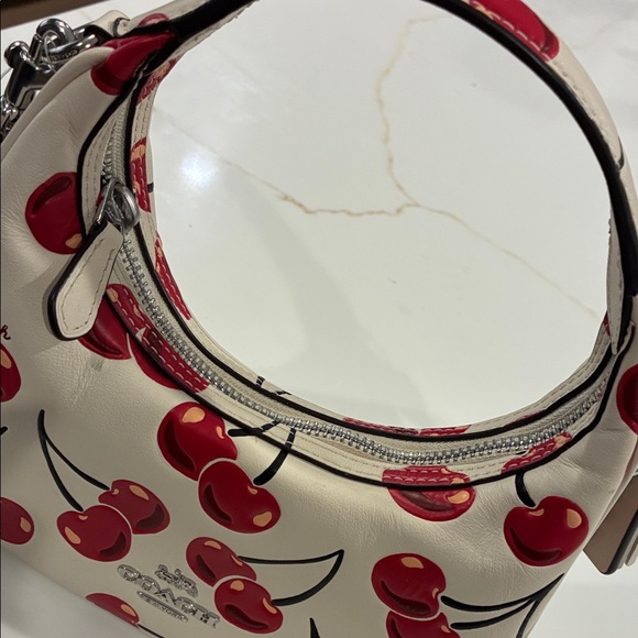 Coach Carmen Mini Cross Body Cherry Print Bag in Cream and Red - Picture 7 of 8